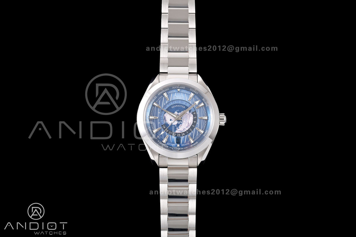 Aqua Terra Worldtimer VRSF 1:1 Best Edition Summer Blue Dial on SS Bracelet A8938